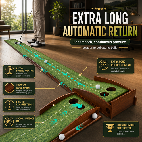 Golf Putting Mat With Automatic Return