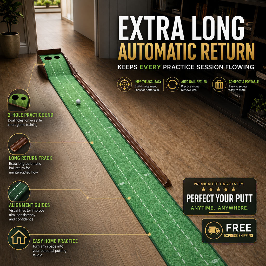 Golf Putting Mat With Automatic Return