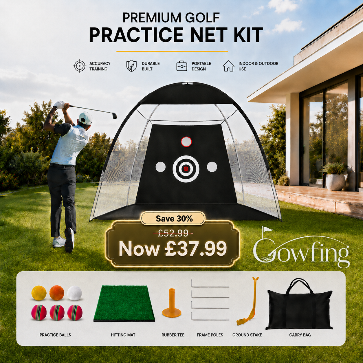 Premium Golf Practice Net Kit