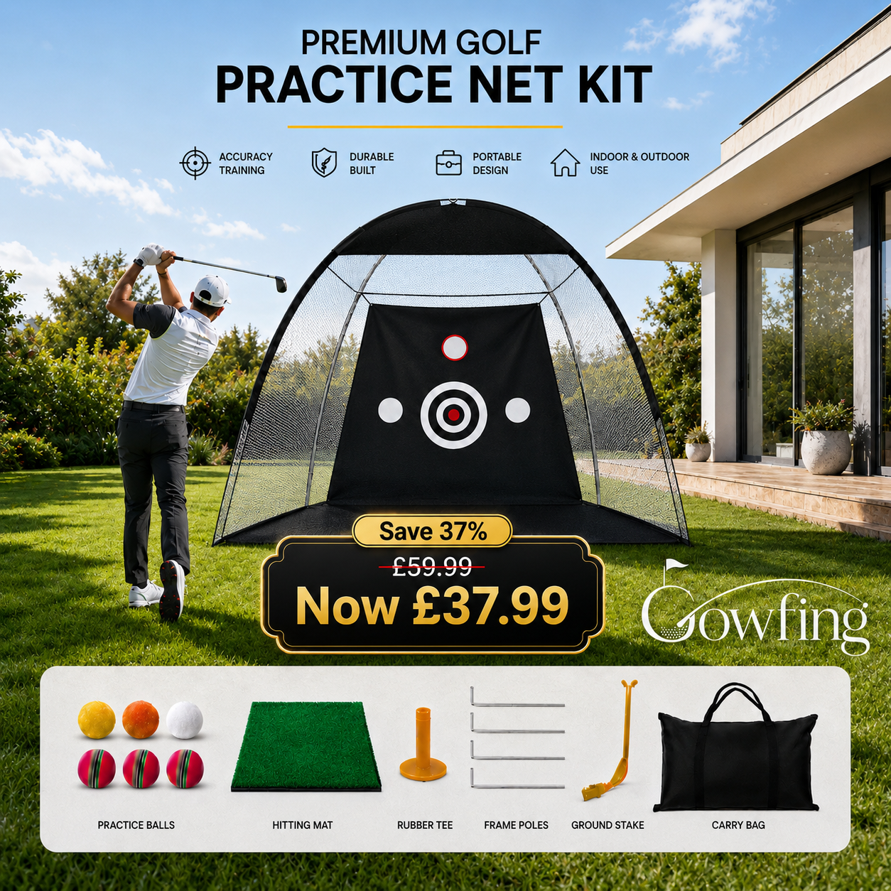 Premium Golf Practice Net Kit